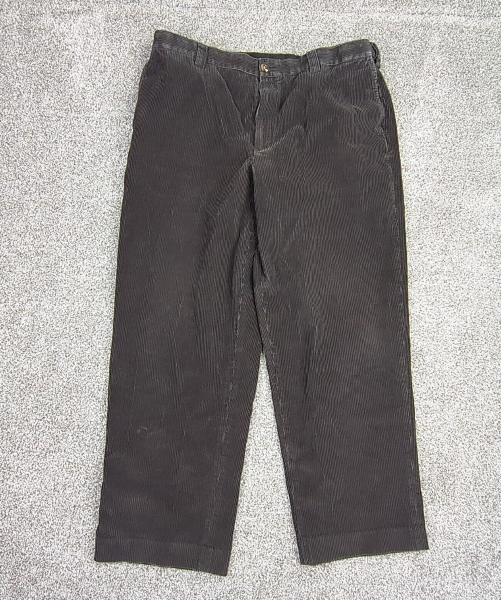 LL Bean Pants Mens 38 Black Corduroy Club Pant Casual Dressy Preppy Big Whale